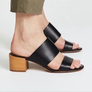 Madewell Keira Mule Sandals in black leather size 5. Block 2 inch heels